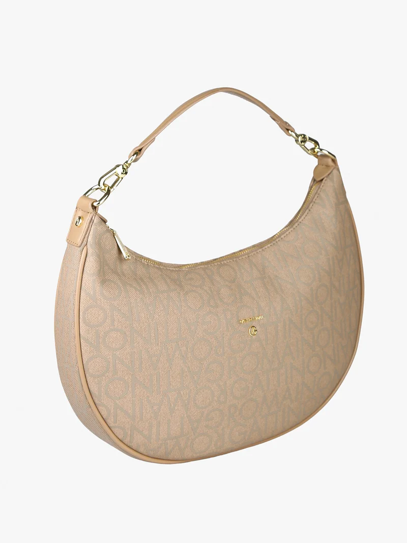 Borsa donna con stampe logo - taupe