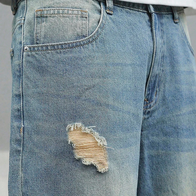 Herren Ripped Jeans in Übergröße | Locker geschnittene Straight-Leg-Jeans mit Used-Effekt