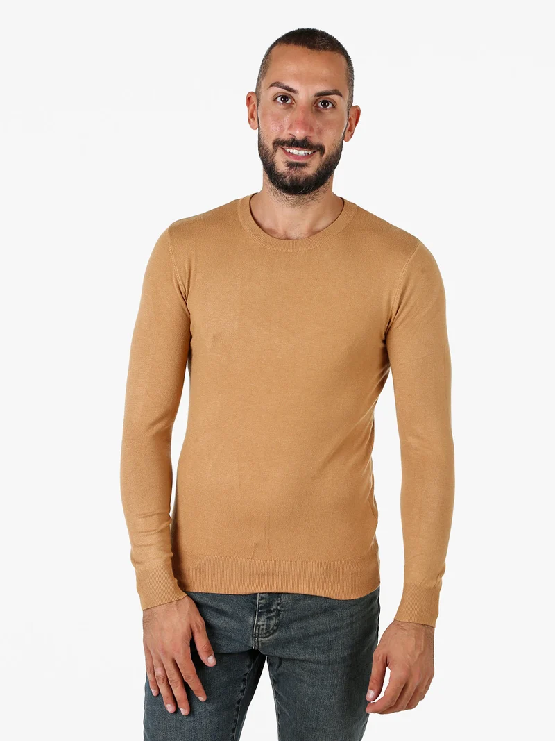 Maglia girocollo da uomo in tinta unita - arancione
