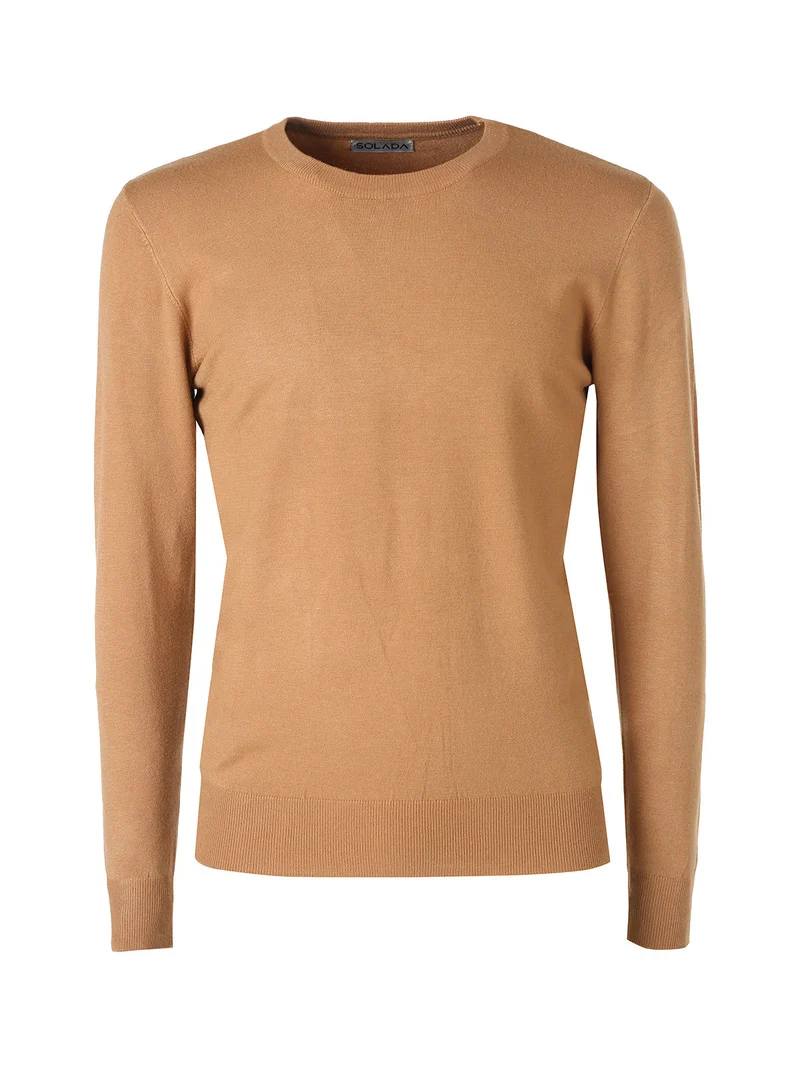 Maglia girocollo da uomo in tinta unita - arancione