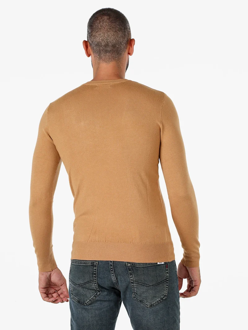 Maglia girocollo da uomo in tinta unita - arancione