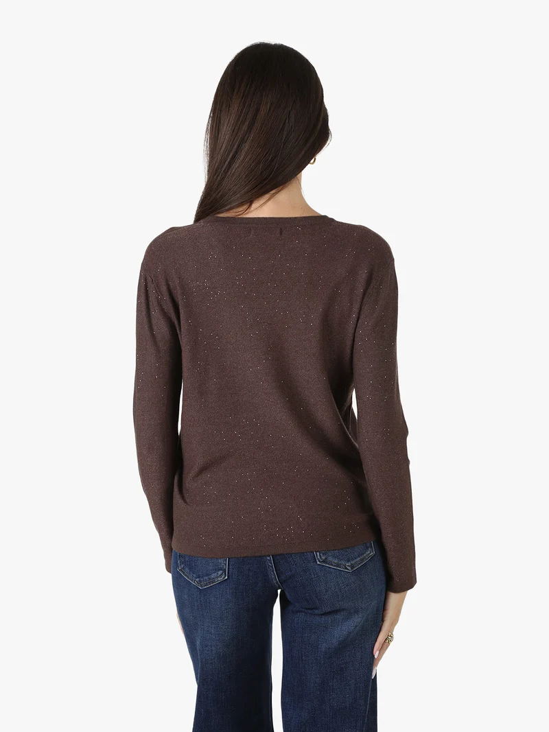 Maglia da donna con mini paillettes - moro