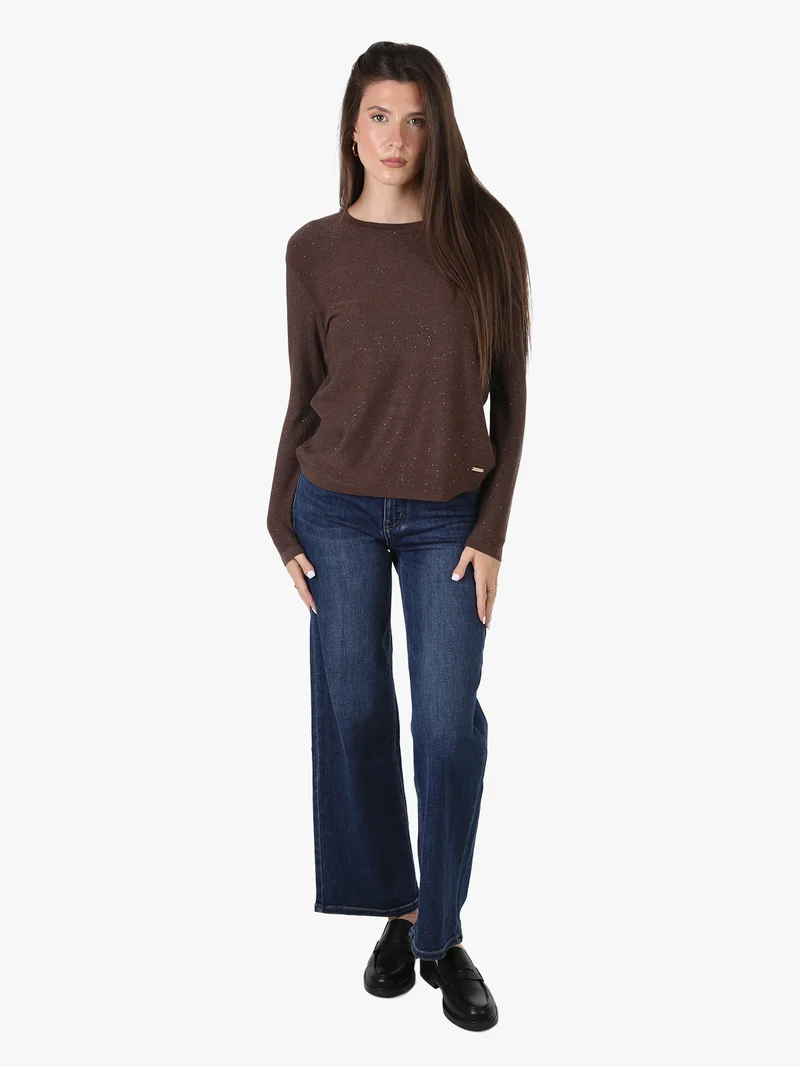 Maglia da donna con mini paillettes - moro