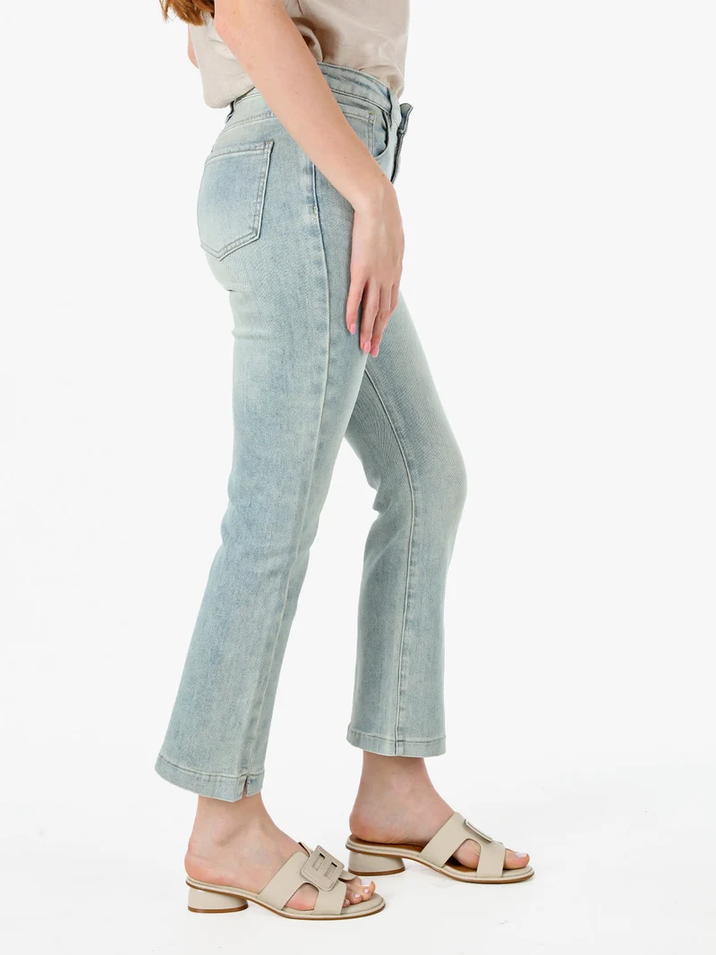 Jeans donna cropped a vita alta con finale a zampa - jeans