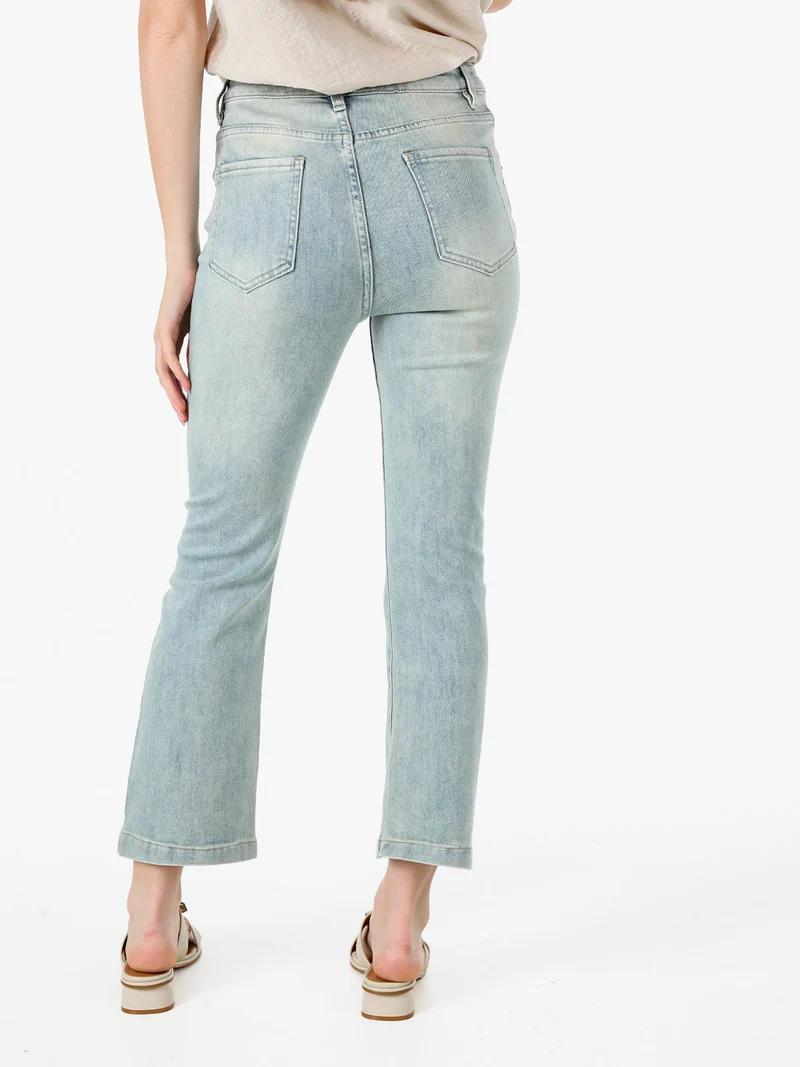 Jeans donna cropped a vita alta con finale a zampa - jeans
