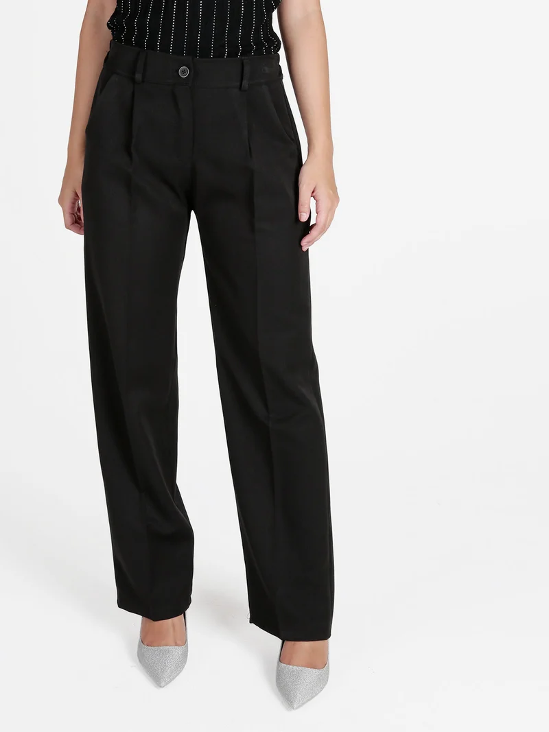 Pantaloni donna classici a gamba larga - nero