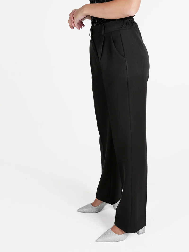 Pantaloni donna classici a gamba larga - nero
