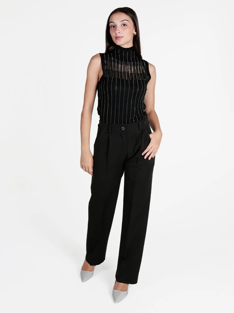 Pantaloni donna classici a gamba larga - nero