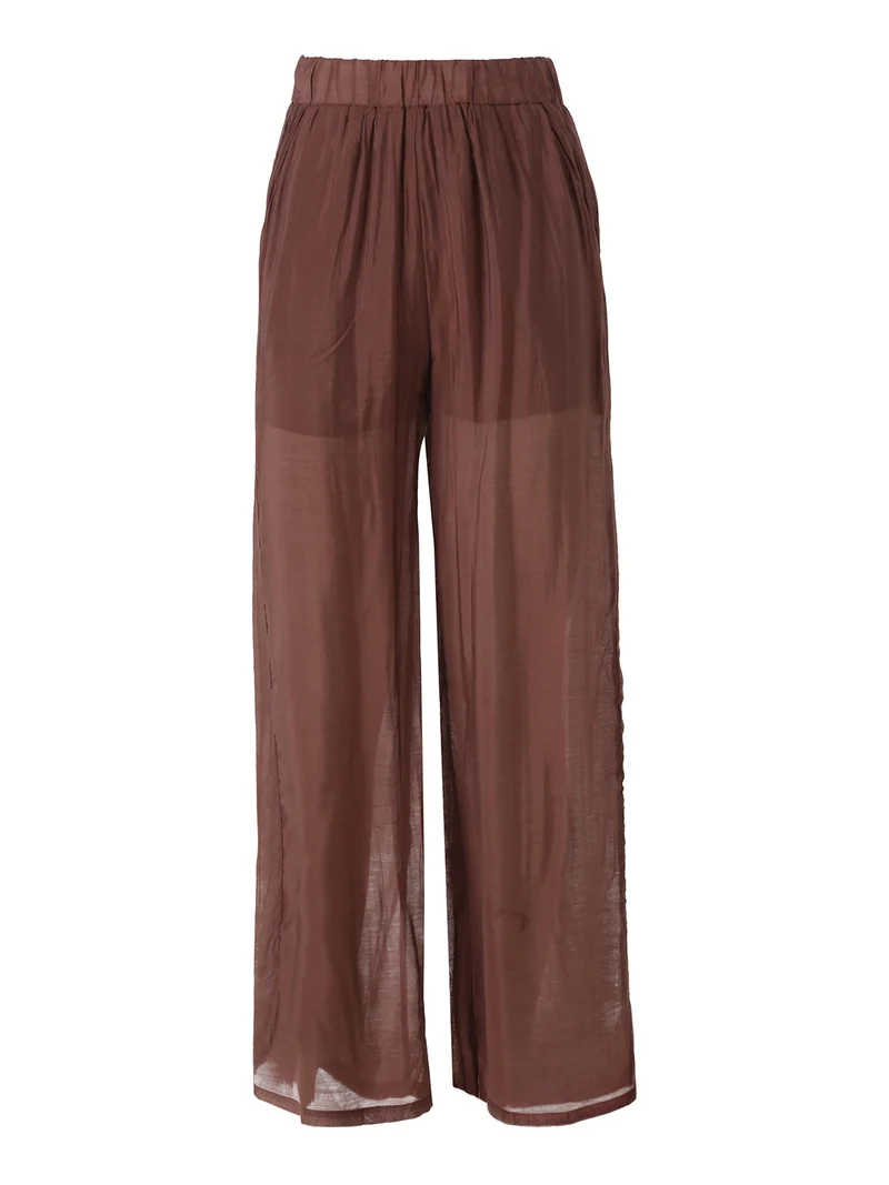 Pantaloni donna leggeri a gamba larga - moro