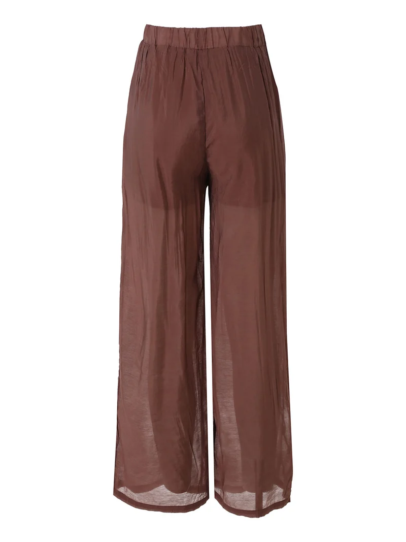 Pantaloni donna leggeri a gamba larga - moro