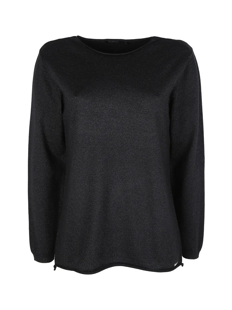 Maglia donna in lurex con spacchi laterali - nero