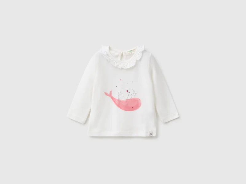 T-Shirt mit Rüschen am Halsausschnitt