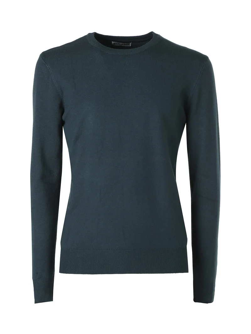Maglia girocollo da uomo in tinta unita - verde scuro
