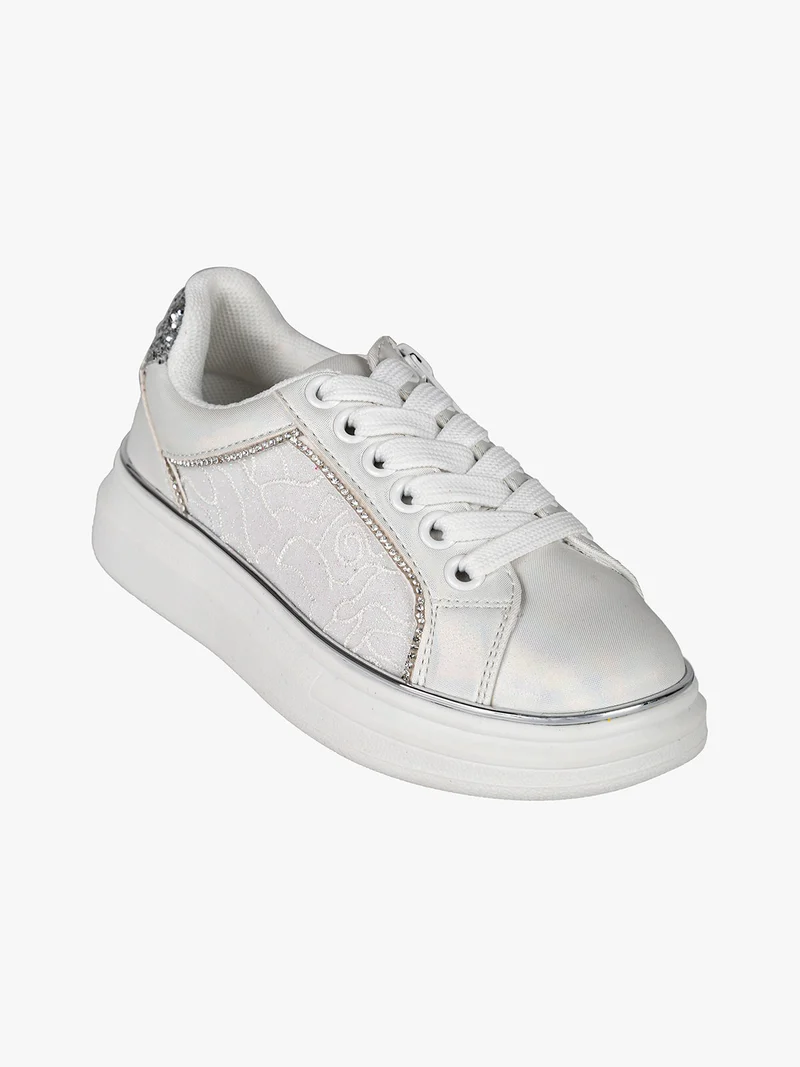 Sneakers da bambina eleganti con strass - bianco
