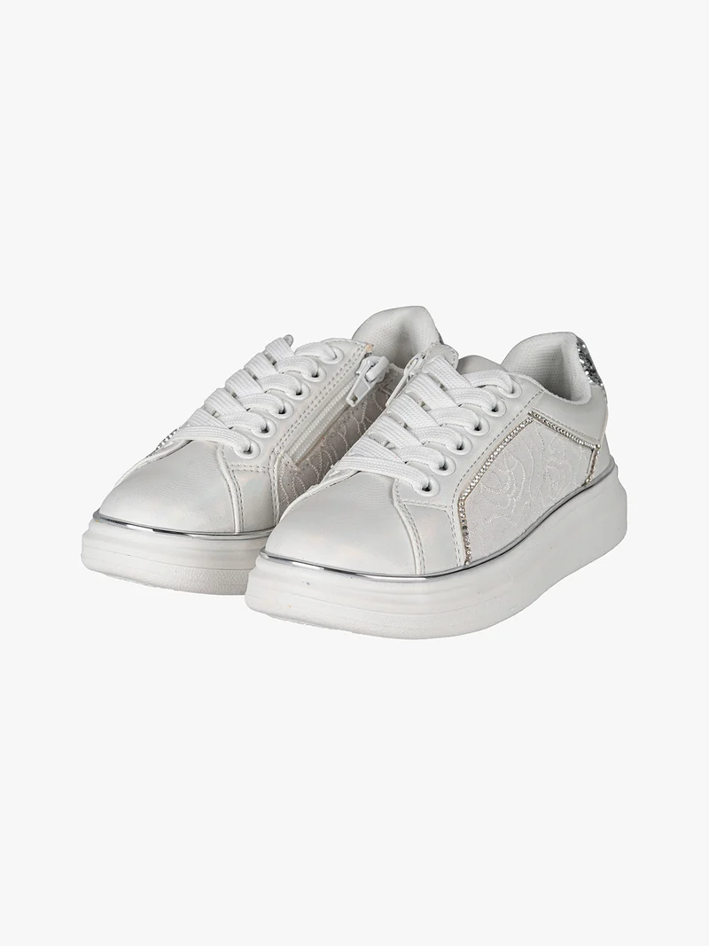 Sneakers da bambina eleganti con strass - bianco