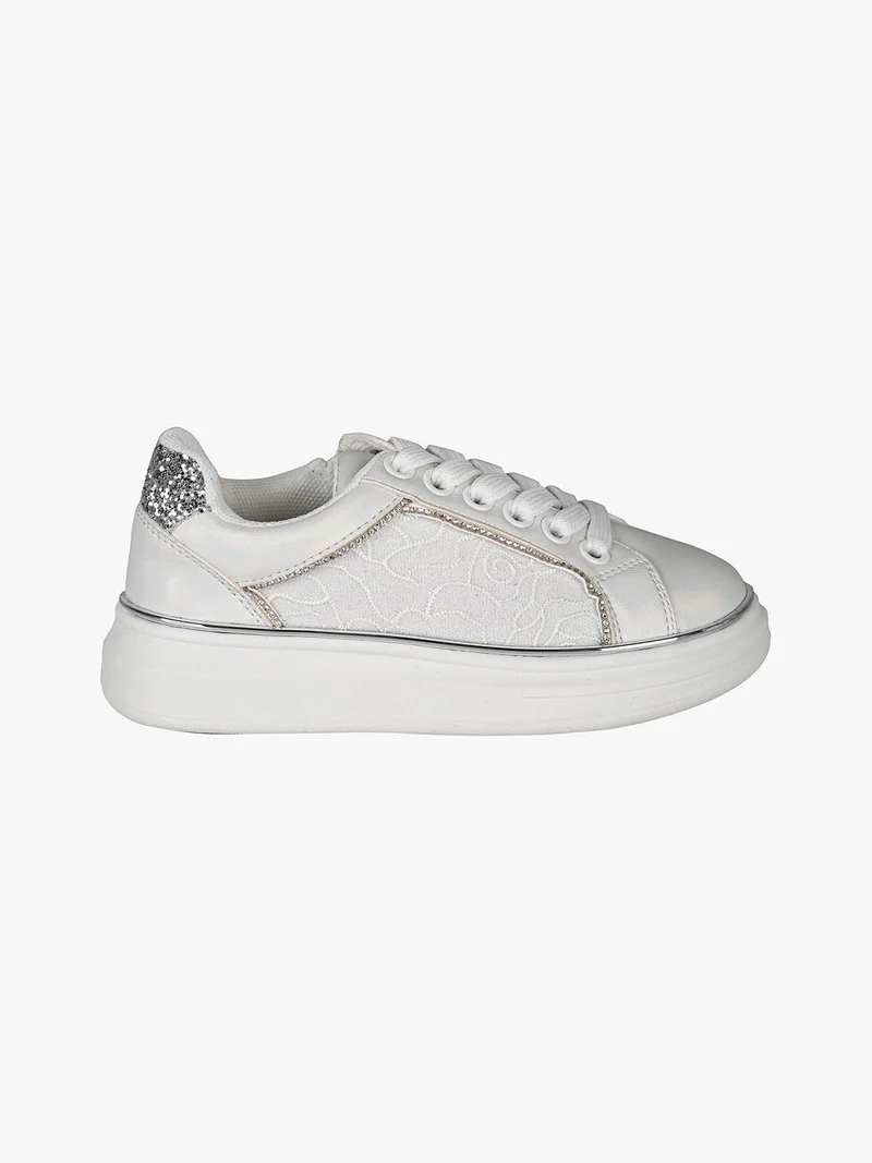 Sneakers da bambina eleganti con strass - bianco