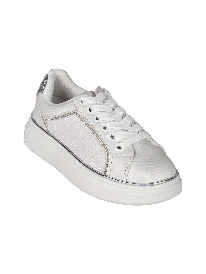 Sneakers da bambina eleganti con strass - bianco
