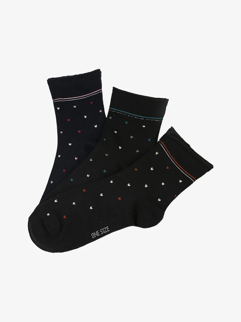 Confezione da 3 paia di calze corte da donna in caldo cotone - nero