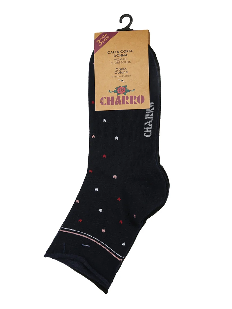 Confezione da 3 paia di calze corte da donna in caldo cotone - nero