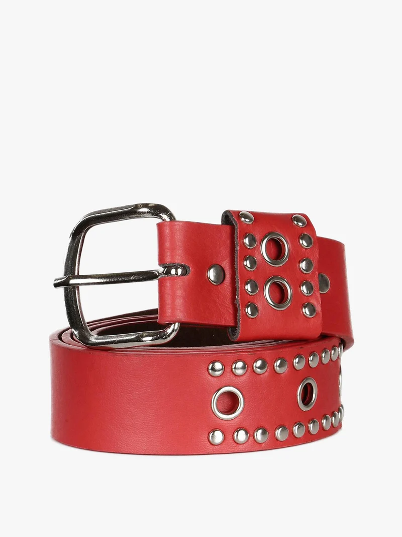 Cintura con borchie - rosso