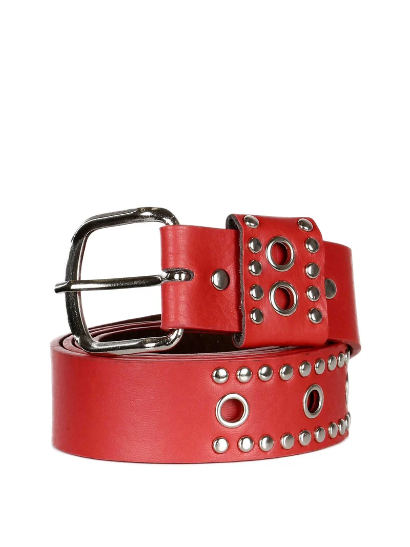 Cintura con borchie - rosso