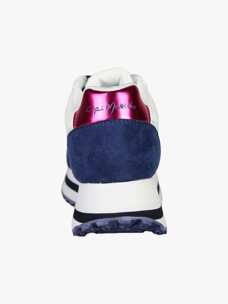 Sneakers donna stringate con platform - blu