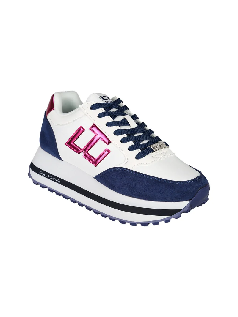 Sneakers donna stringate con platform - blu