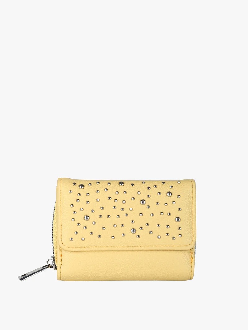 Portafoglio mini da donna con borchie - giallo
