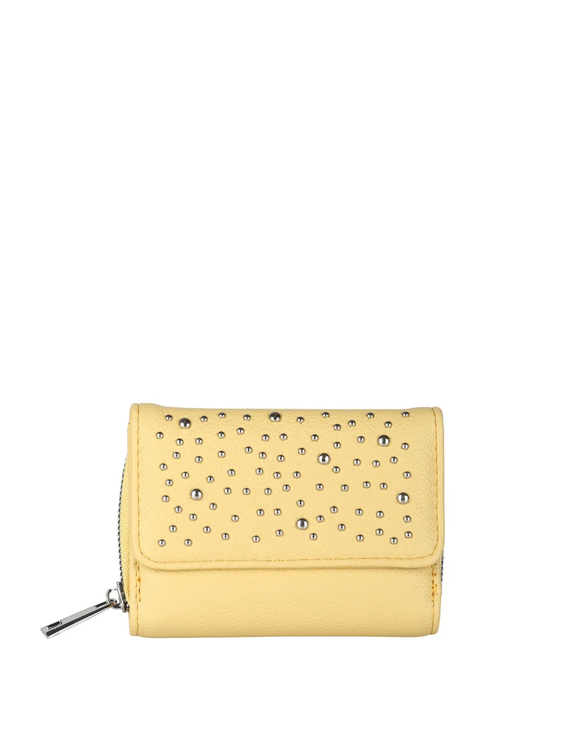 Portafoglio mini da donna con borchie - giallo
