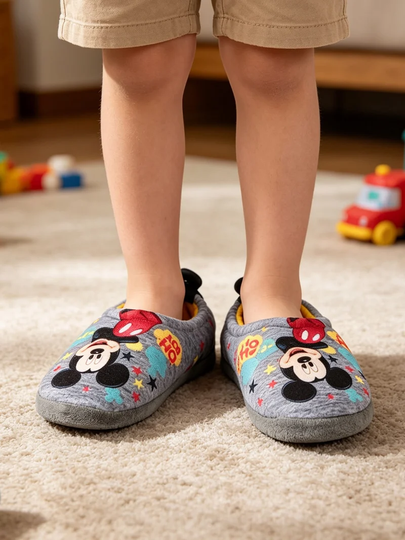Pantofole chiuse da bambini con stampa - grigio