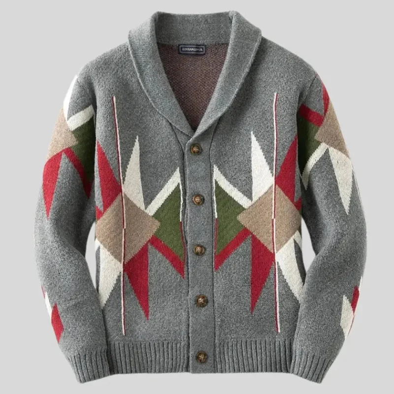Jacquard Wool Cardigan