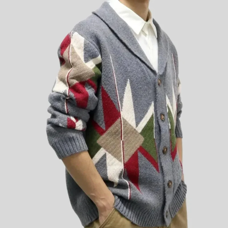 Jacquard Wool Cardigan