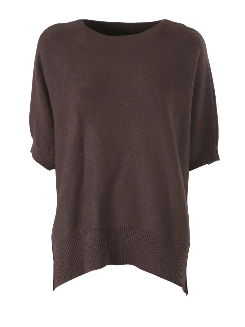 Maglia donna poncho con maniche - moro