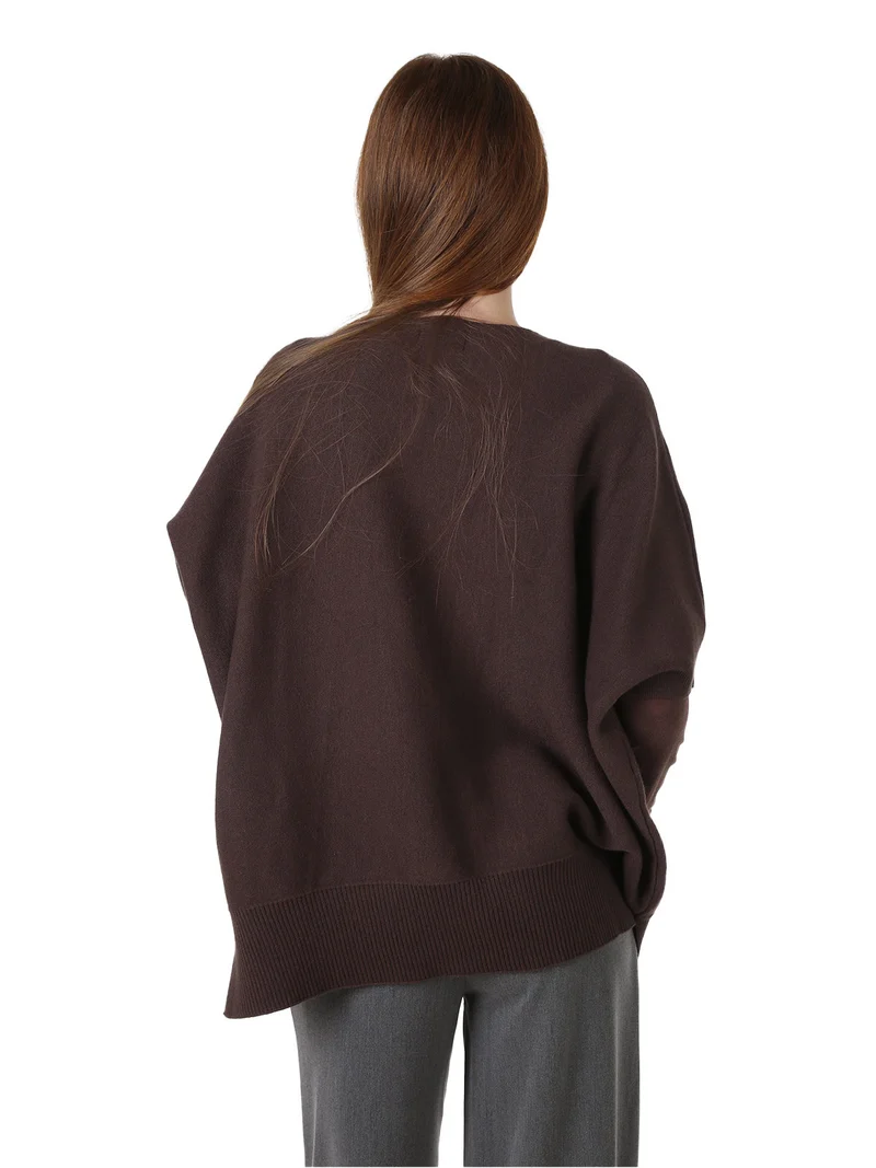 Maglia donna poncho con maniche - moro