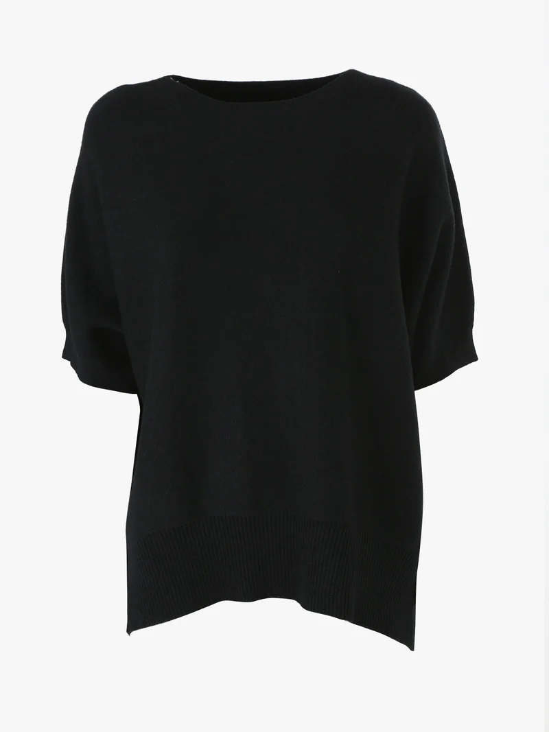 Maglia donna poncho con maniche - nero