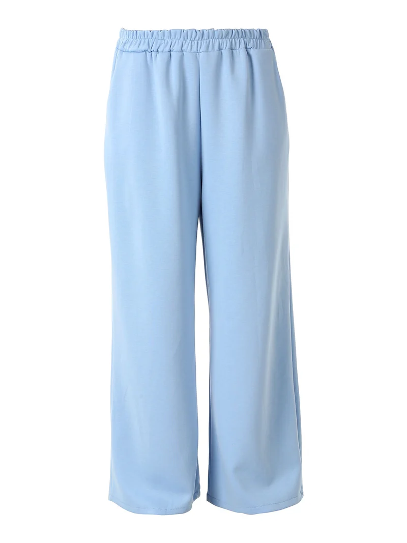 Pantaloni donna in felpa a gamba larga - azzurro