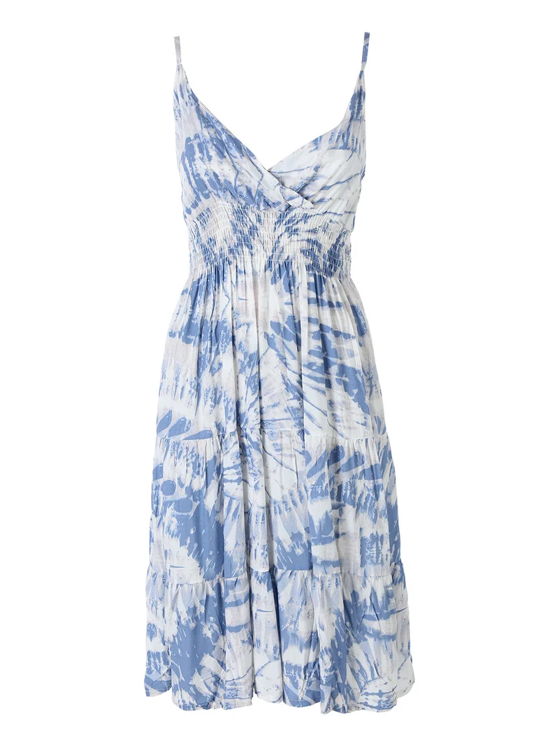 Vestito donna in cotone con spalline strette - azzurro