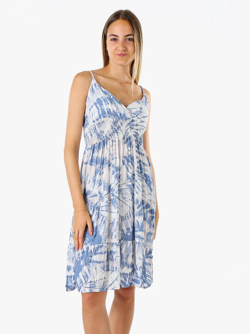 Vestito donna in cotone con spalline strette - azzurro