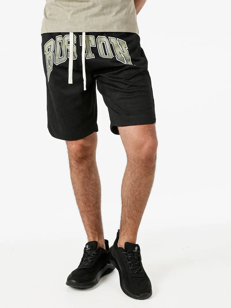 Bermuda da uomo con coulisse - nero