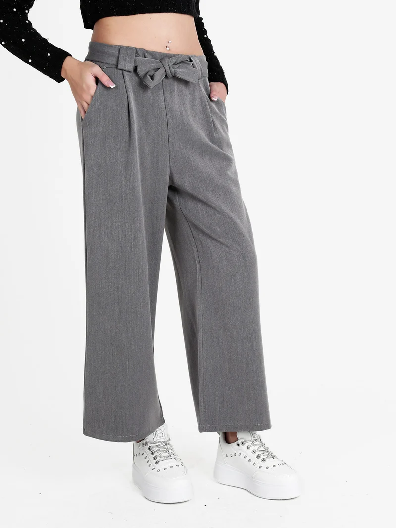 Pantaloni donna a palazzo tinta unita - grigio
