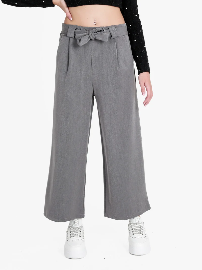 Pantaloni donna a palazzo tinta unita - grigio