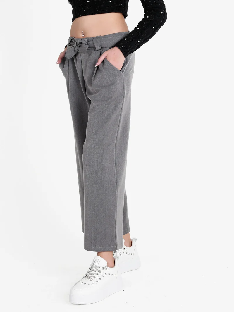 Pantaloni donna a palazzo tinta unita - grigio