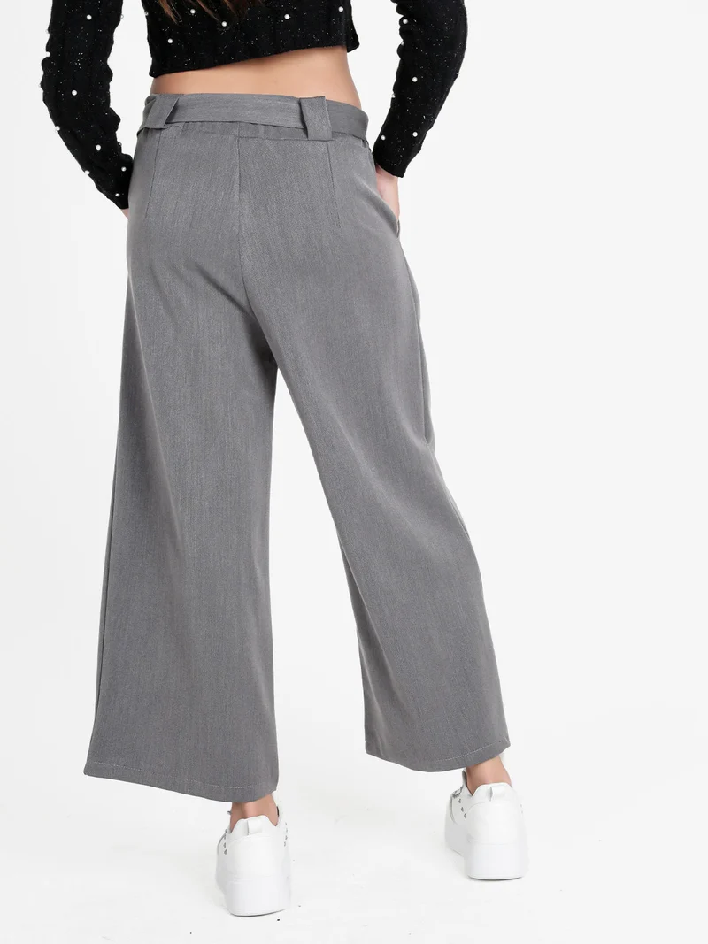 Pantaloni donna a palazzo tinta unita - grigio