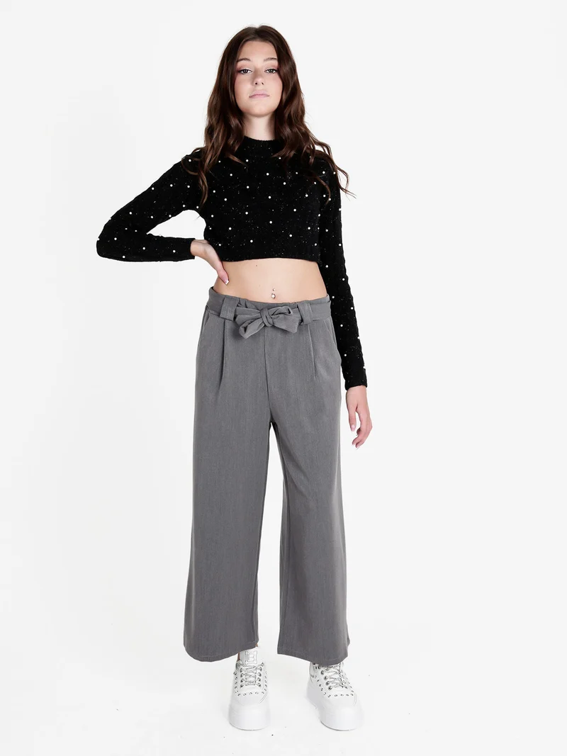 Pantaloni donna a palazzo tinta unita - grigio