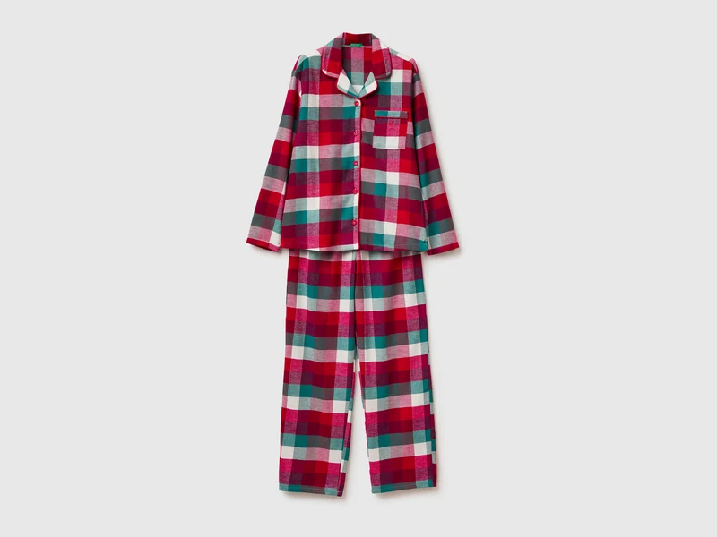Weihnachts-Flanellpyjama mit Tartanmuster