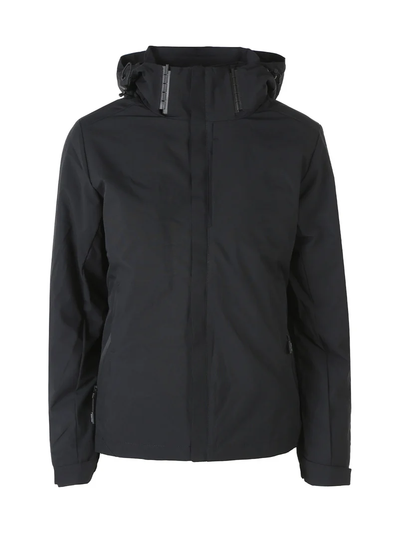 Giubbotto imbottito da donna 2 in 1 con cappuccio e zip - nero
