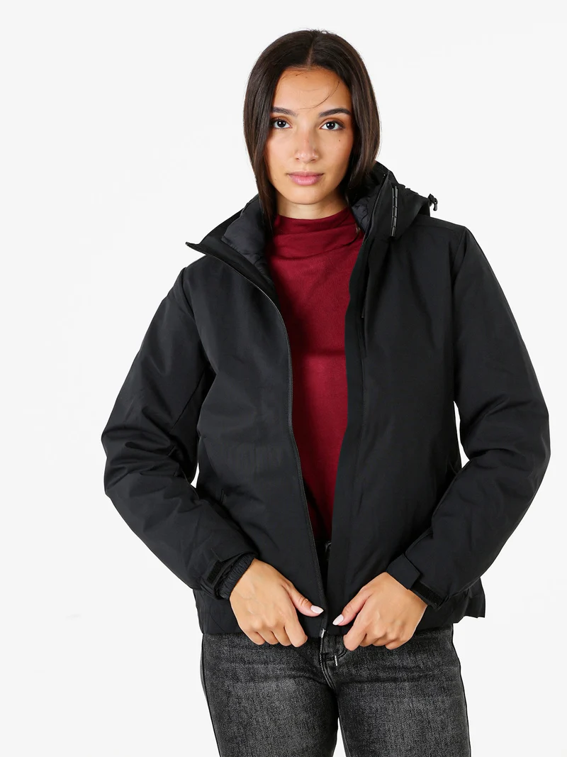 Giubbotto imbottito da donna 2 in 1 con cappuccio e zip - nero
