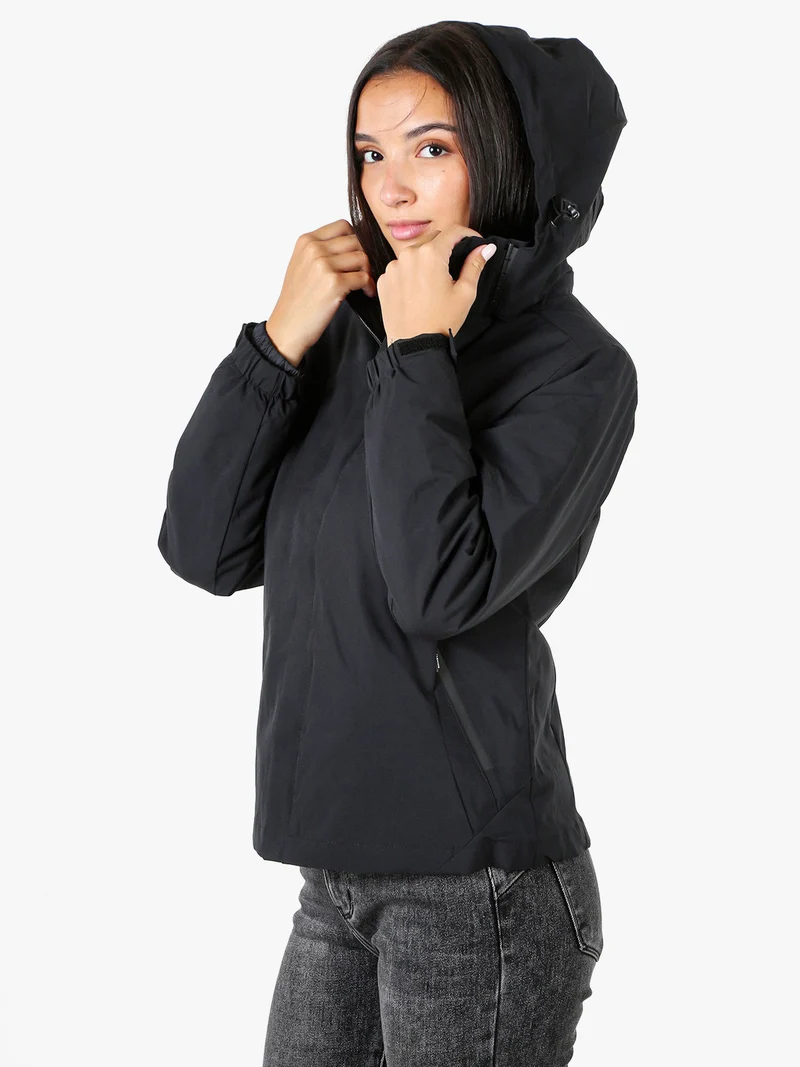 Giubbotto imbottito da donna 2 in 1 con cappuccio e zip - nero