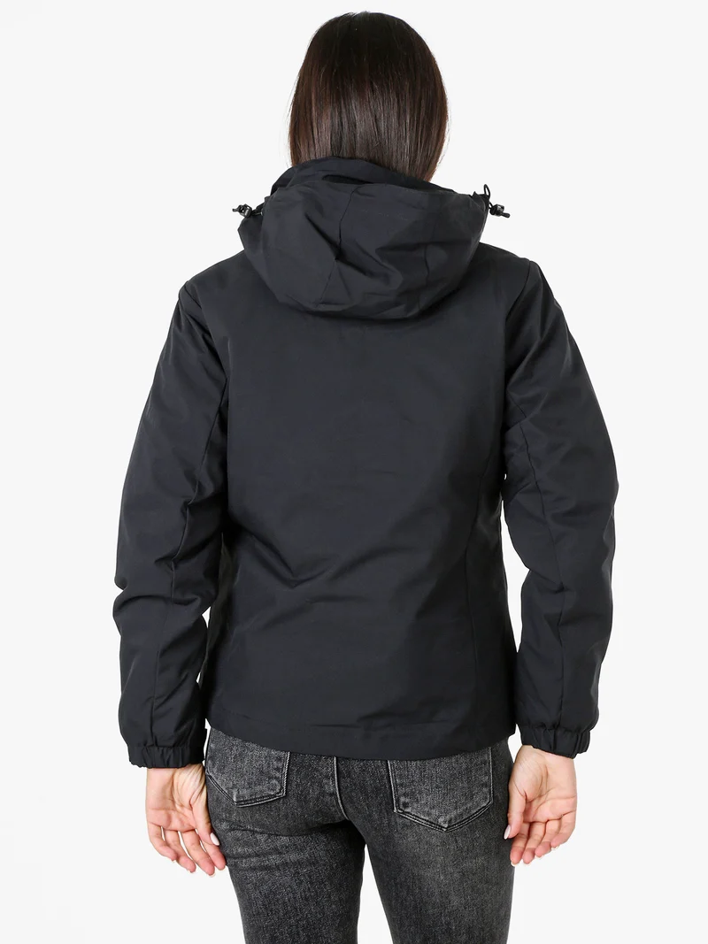 Giubbotto imbottito da donna 2 in 1 con cappuccio e zip - nero