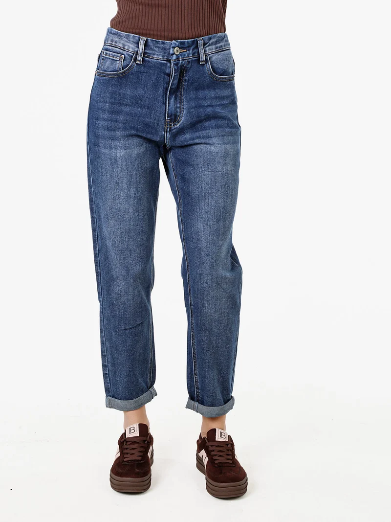 Jeans donna boyfriend con elastico in vita - jeans